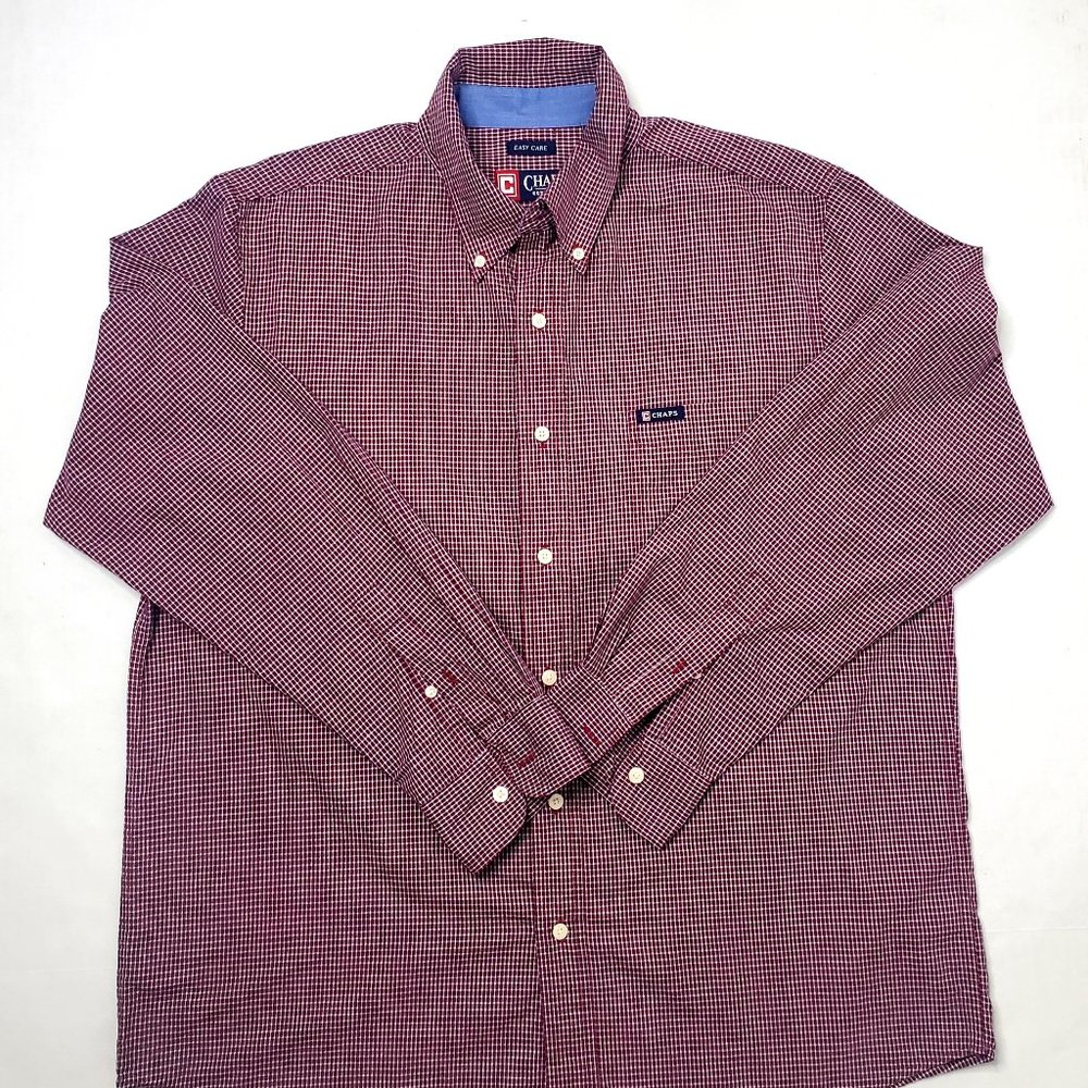 Chaps Plaid Easy Care Men's L/S Dress Shirt